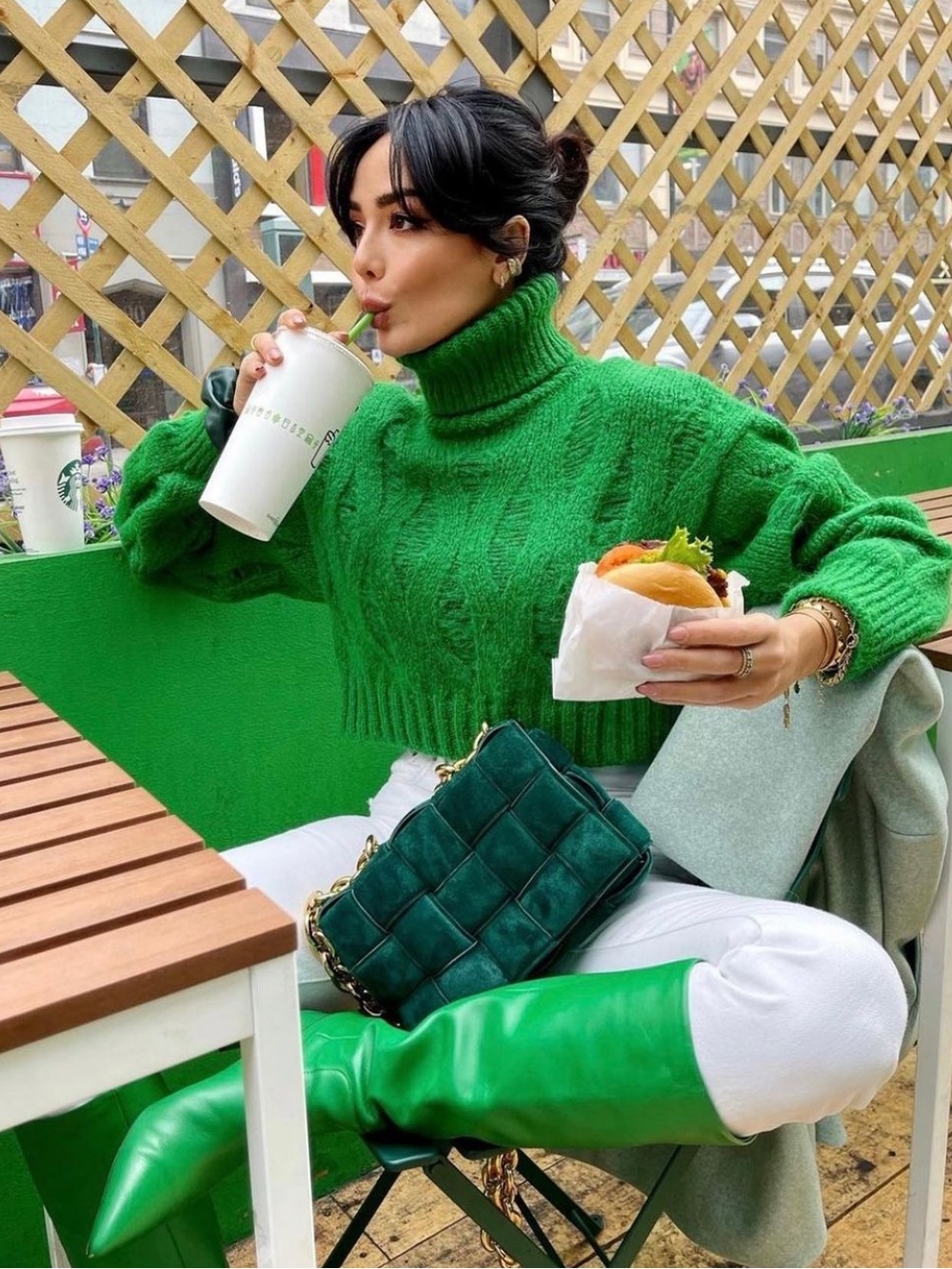 ZARA GREEN CROPPED KNIT SWEATER WITH RIPS - REF 5802/135 BLOGGERS FAVORITE